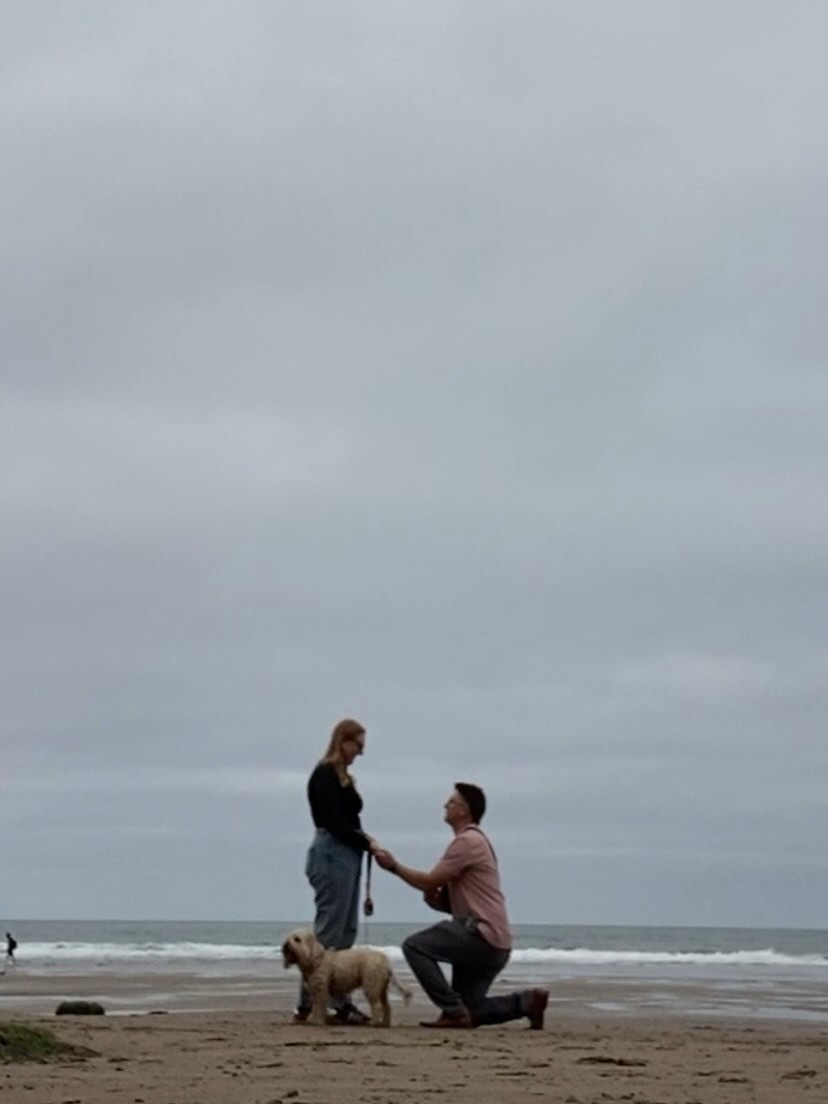 Matt proposing to Abbi on the beach